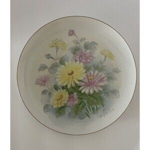 Hand Painted Porcelain Plate 6045-floral Granny Core, Cottage Core, VTG